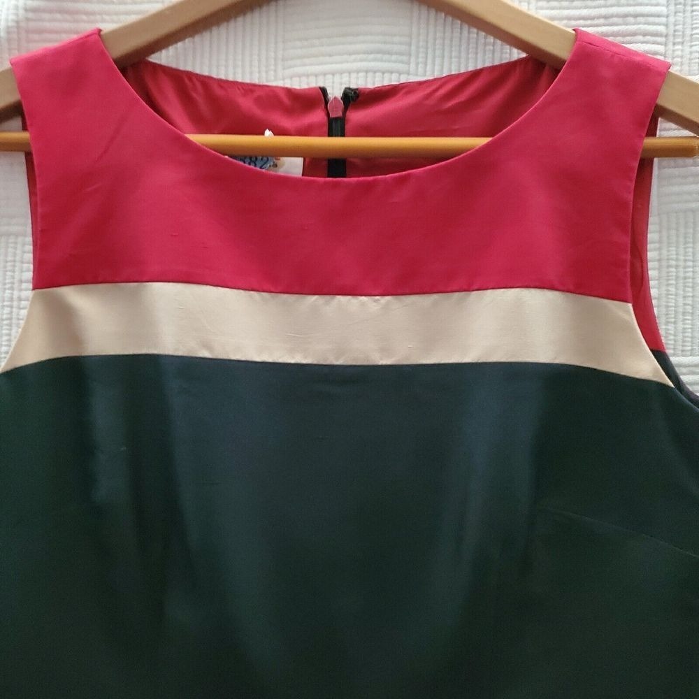 Talbots Dress Women 4 Silk Color Block Sleeveless Lined Office Career Date Night - Picture 2 of 15